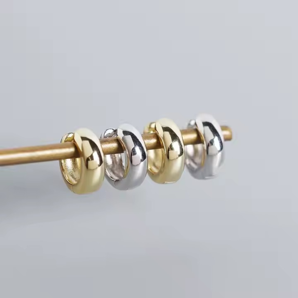 Silver Round Hoop Earrings - Image 3