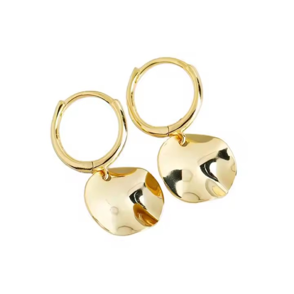 Silver Irregular Round Earrings - Image 2