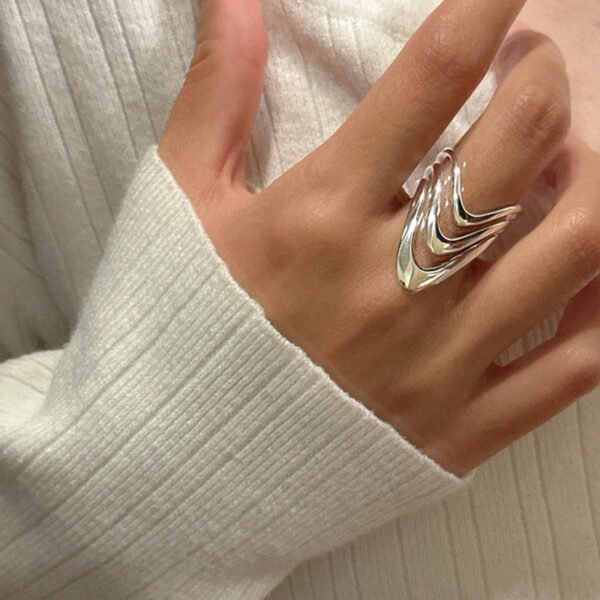 Modern Wave Silver Ring - Image 2