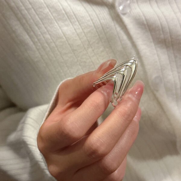 Modern Wave Silver Ring - Image 3