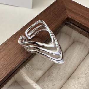 modern wave silver ring
