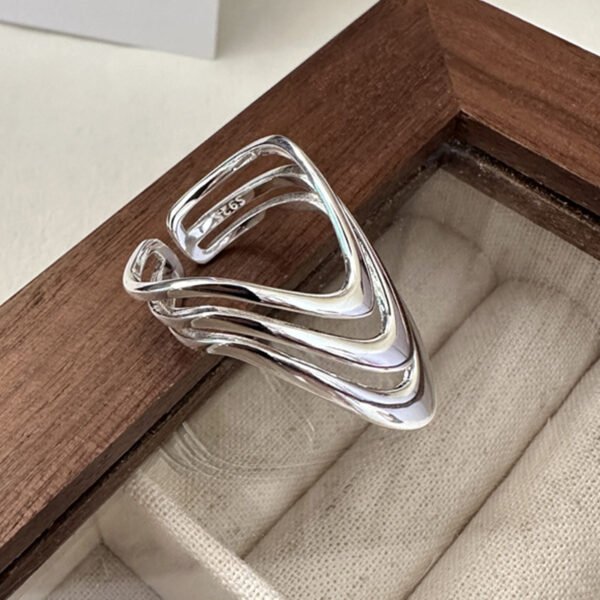 modern wave silver ring