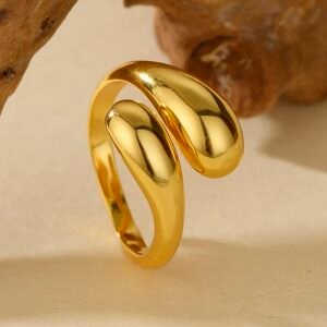 Sculpted teardrop adjustable ring