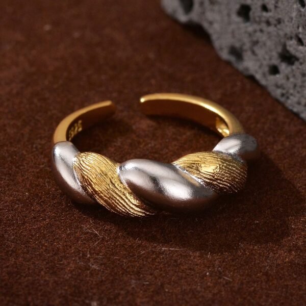 18K Gold-Plated Sterling Silver Adjustable Ring - Image 2