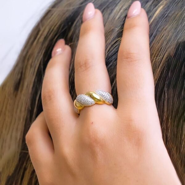 18K Gold-Plated Sterling Silver Adjustable Ring - Image 3