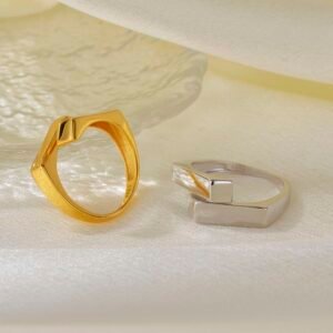 Alternative view of Geometric Open Band Ring for Women