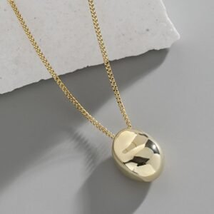 Silver nugget pendant 18K gold plated necklace.