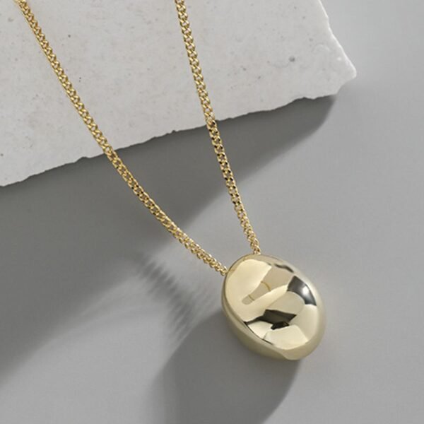 Silver nugget pendant 18K gold plated necklace.