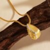 18K Gold Plated Silver Teardrop Pendent Necklace