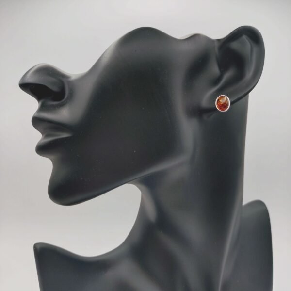 Oval Amber Stud Earring - Image 2