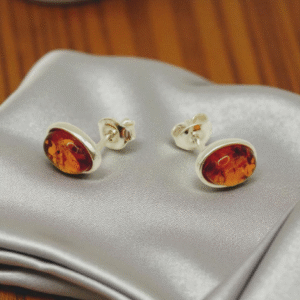 Oval Amber Stud Earring