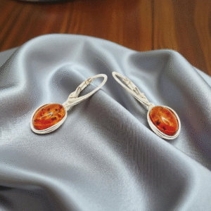 Elegant Baltic amber silver earrings