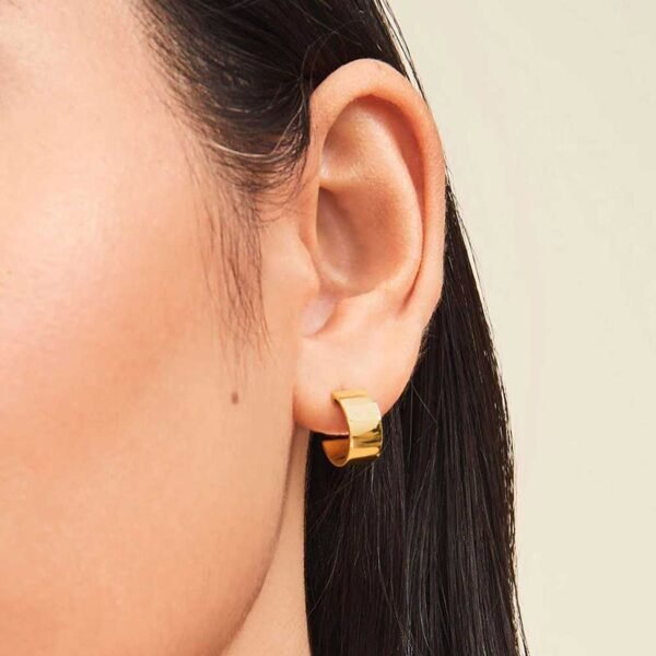Gold-Plated Sterling Silver Wide Hoop Earrings - Image 4