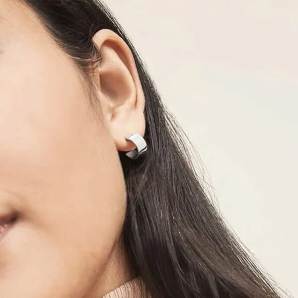 Gold-Plated Sterling Silver Wide Hoop Earrings - Image 5