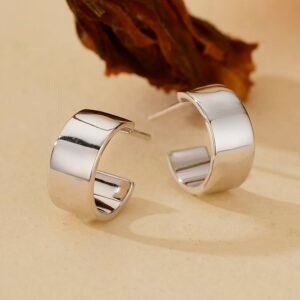 Silver Wide Hoop Earrings