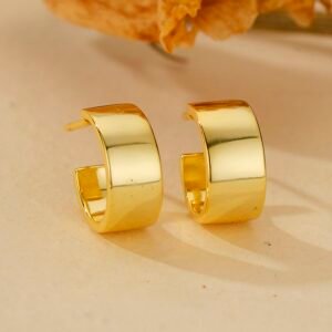 Gold-Plated Sterling Silver Wide Hoop Earrings