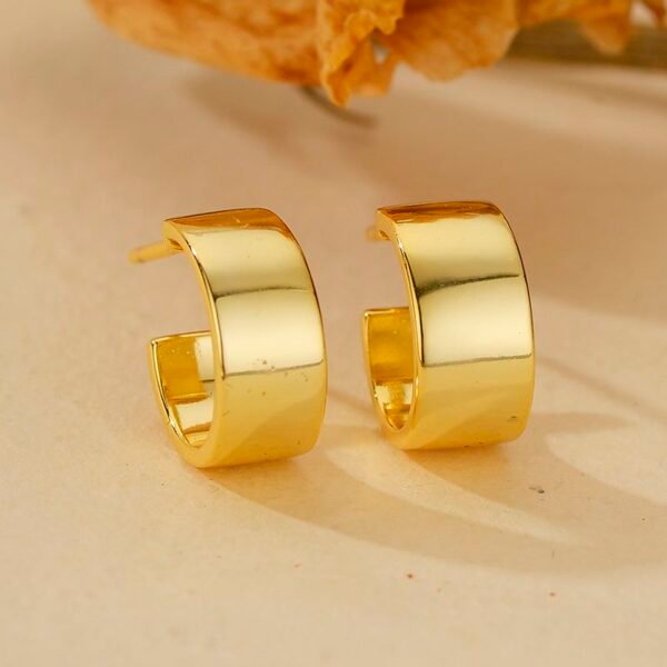 Gold-Plated Sterling Silver Wide Hoop Earrings