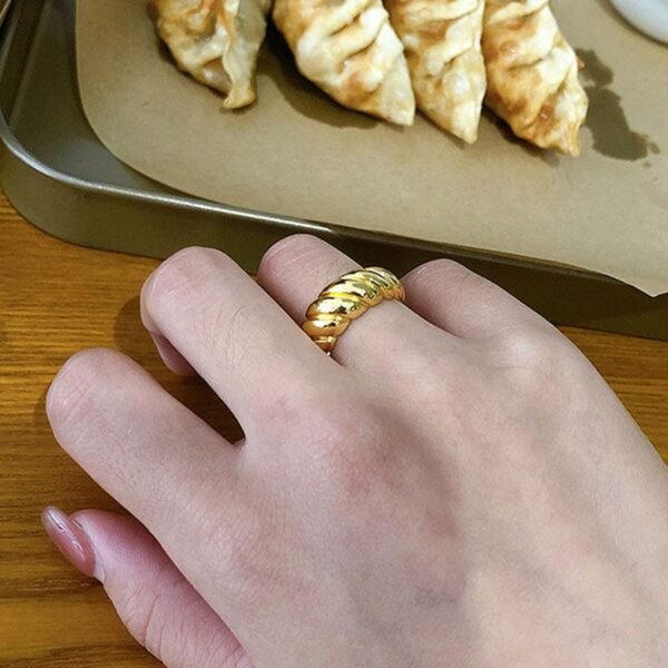 Chunky Twisted Gold-Plated Silver Ring – Handmade - Image 4