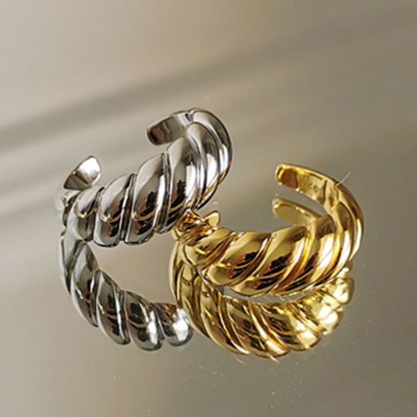 Chunky Twisted Gold-Plated Silver Ring – Handmade - Image 2
