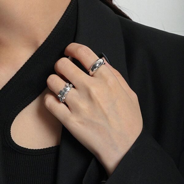 Silver Dome Open Ring - Plated in 18K Gold - Image 4