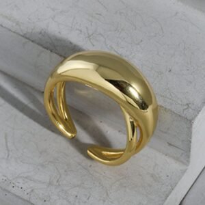 Alternative view of Silver Dome Open Ring - Plated in 18K Gold