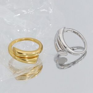Sculpted twist silver ring and sculpted twist 18K gold pated rings