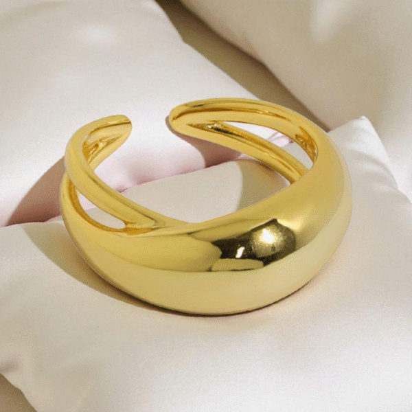 Silver Dome Open Ring in18K gold