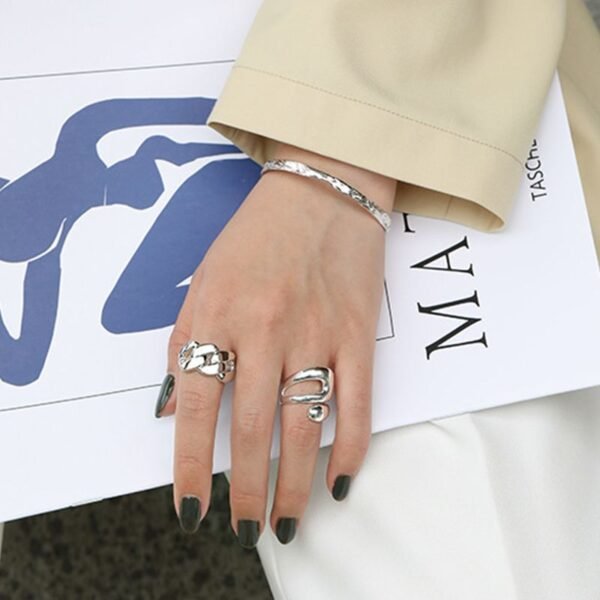 Stunning Sculptural Silver Ring - Plated in 18K Gold - Image 4