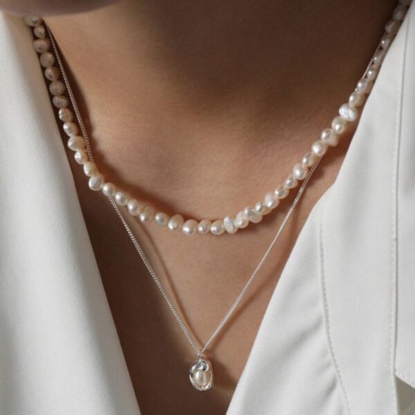 Pearl Pendant Necklace in Sterling Silver - Image 3